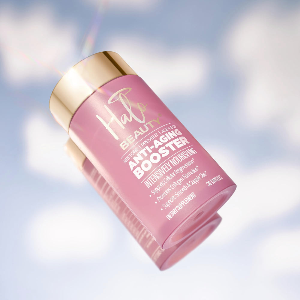 Halo Beauty Vegan-friendly label indicating clean, plant-based supplement.