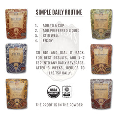 USDA Organic and non-GMO seals on Mind Mix bottle