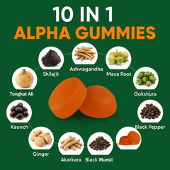 Ingredients list of Hanachi 10-in-1 gummies featuring Ashwagandha Maca and Tongkat Ali