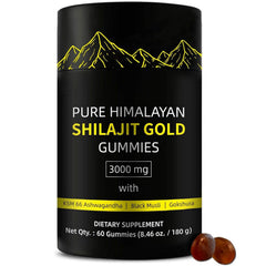 Hanachi Shilajit Gummies bottle showing Himalayan-source formula for daily energy.
