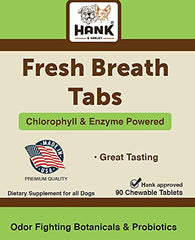 Hank and Harley Fresh Breath TABS bottle labeled Made in USA.
