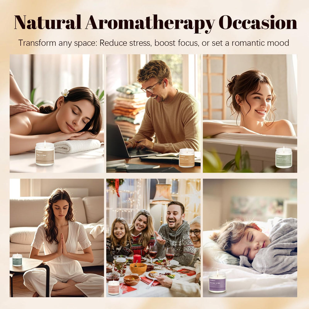 Hanolly 12-pack candles Balsam Cedar visual offers warm, cozy atmosphere.