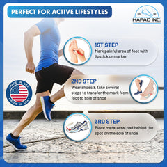 HAPAD ball-of-foot cushions may help relieve pressure during daily activities.