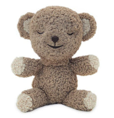 Happiest Baby SNOObear plush in cocoa woolly texture, comforting for naps.