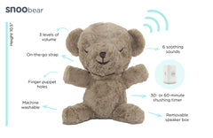Happiest Baby SNOObear removable speaker box for on-the-go white noise.