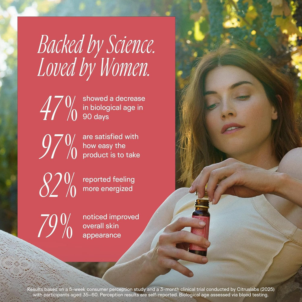 Happy Aging NAD+ Shots ready-to-drink bottle shown for on-the-go energy.