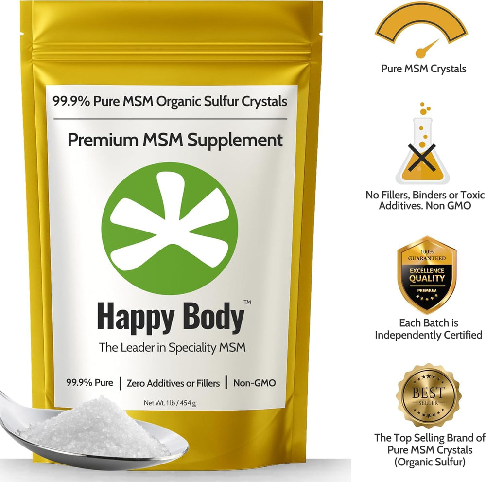 Happy Body Organic Sulfur Crystals closeup highlighting crystal purity