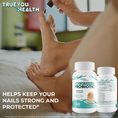 Happy Health Free Of Fungus Probiotic packaging box for easy storage and travel.