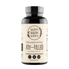 Happy Healthy Hippie Joy-Filled bottle front shows calming mood support for daily balance