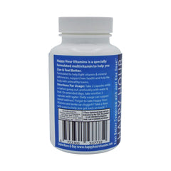 Happy Hour Vitamins nutrition panel closeup highlights C and B vitamins.