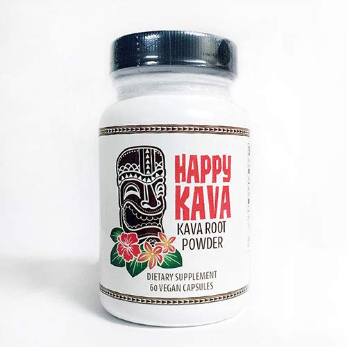 Happy Kava bottle pour shows ready-to-take capsules for calm in social settings