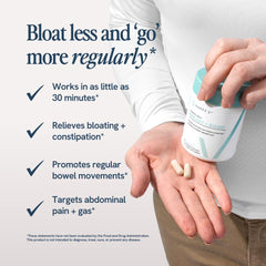 Happy V Debloat + Digest capsules close-up highlighting vegan enzyme formula