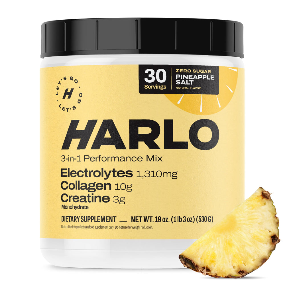 Harlo Pineapple Salt electrolytes in a glass for refreshing hydration
