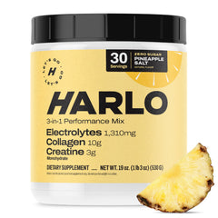 Harlo Pineapple Salt electrolytes in a glass for refreshing hydration