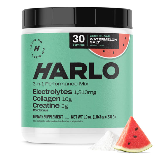 Harlo watermelon-salt bottle supports hydration during intense workouts