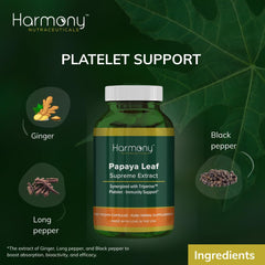 Harmony Nutraceuticals Papaya Leaf Supreme capsules for convenient daily wellness.