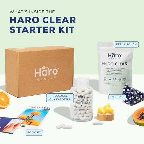 Haro Clear Starter Kit bottle pour showing easy daily dose for eye comfort.