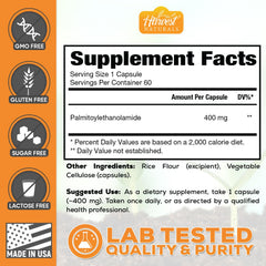 HARVEST NATURALS PEA capsules with glass bottle and natural light