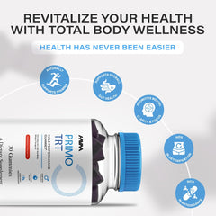 Havah Primo TRT bottle with glass scene conveying a simple daily ritual