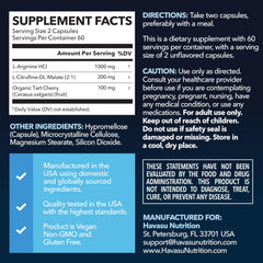 HAVASU Nutrition L-Arginine L-Citrulline capsules closeup promoting daily endurance support