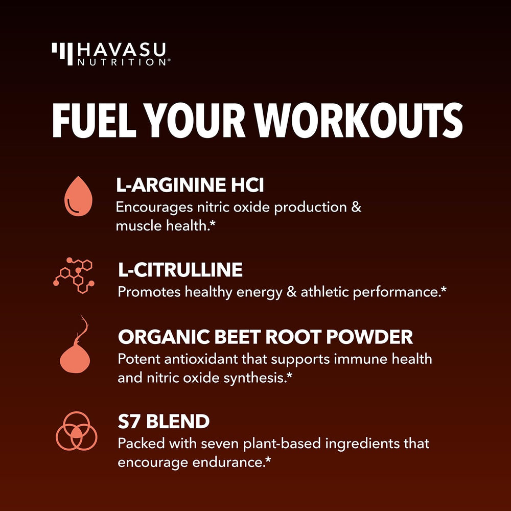 L-Arginine, L-Citrulline and Beet Root ingredients visual for endurance support