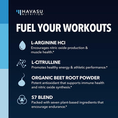 HAVASU NUTRITION L-Arginine Powder mixed in water for a pre-workout drink.