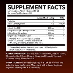 HAVASU L-Arginine tub label closeup showing 30-scoop supply