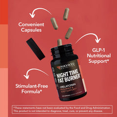 HAVASU NUTRITION Night Time Fat Burner green coffee bean close-up emphasizing carb-related support.