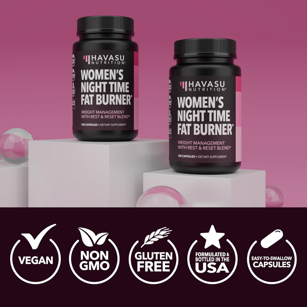HAVASU NUTRITION Open pack beside glass promotes nightly wellness