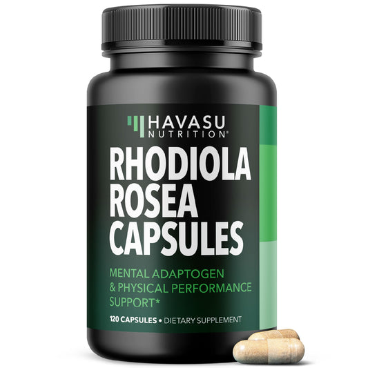 HAVASU Nutrition Rhodiola Rosea capsules front label for daily cognitive support