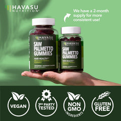 HAVASU Saw Palmetto Gummies 120 count bottle on counter