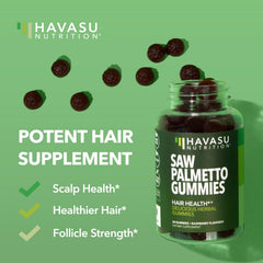 Close up of HAVASU Saw Palmetto Gummies raspberry color and texture