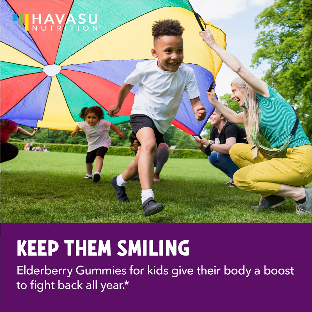 HAVASU NUTRITION vegan elderberry gummies provide plant-based chews for kids.
