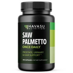 HAVASU Saw Palmetto bottle promoting prostate health and urinary support.