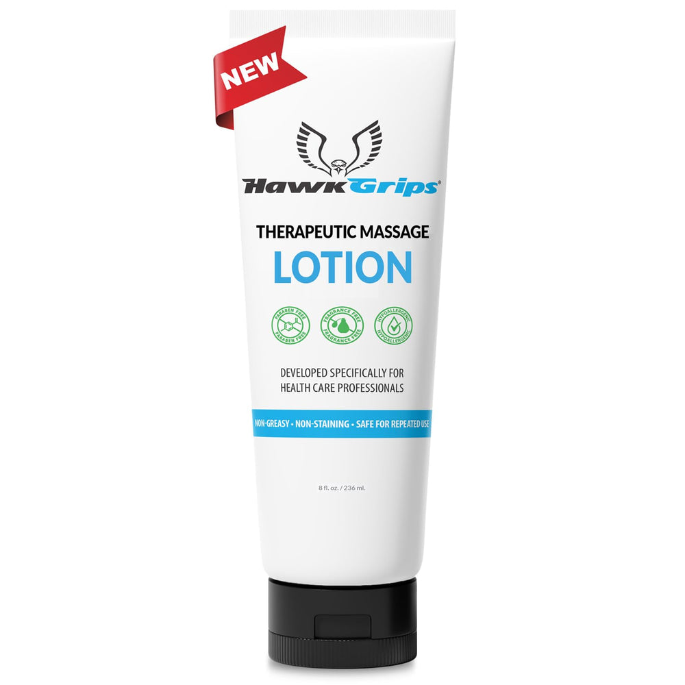 HawkGrips 8oz massage lotion delivers silky glide for professional sessions
