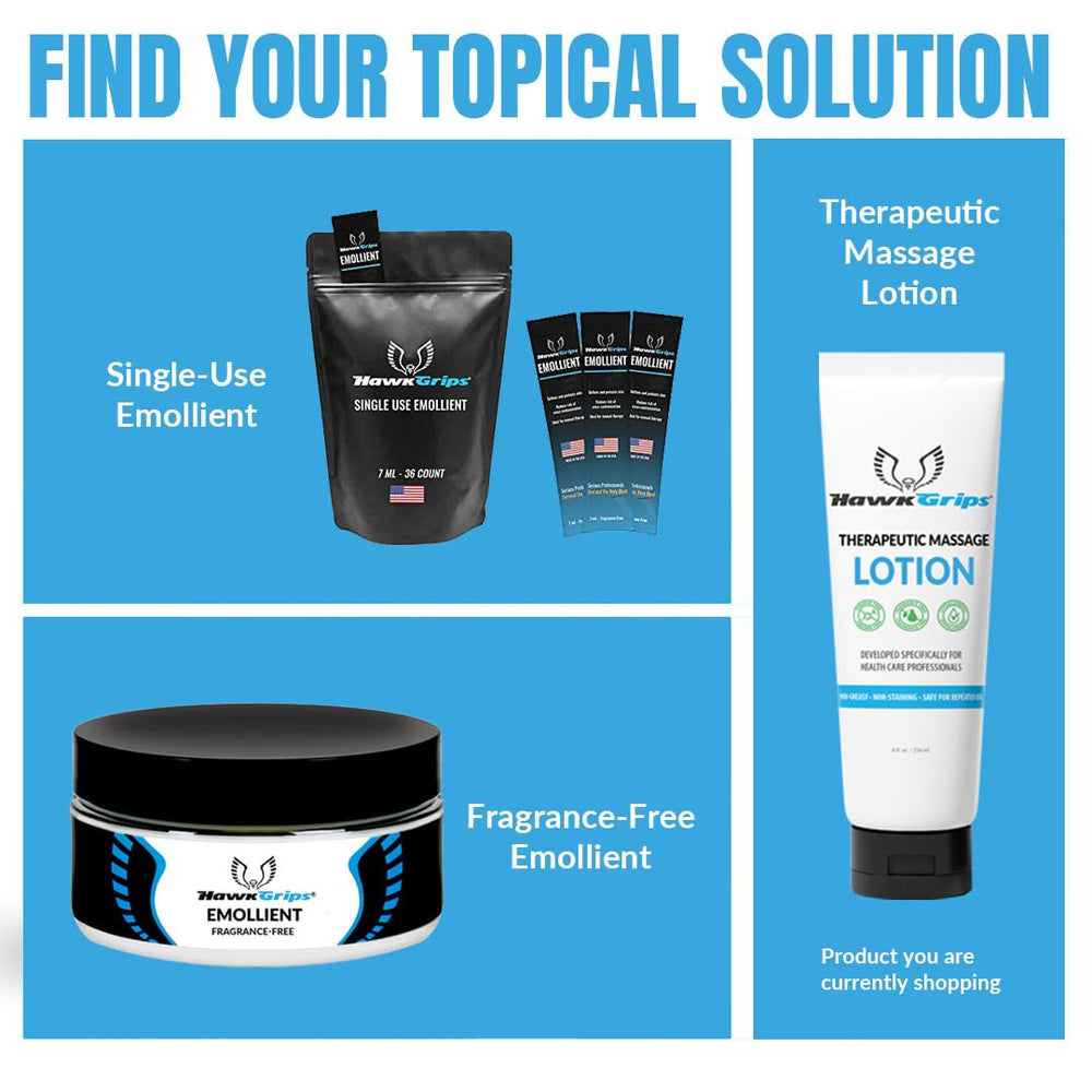 HawkGrips non-greasy, quick-absorbing lotion for clinic use