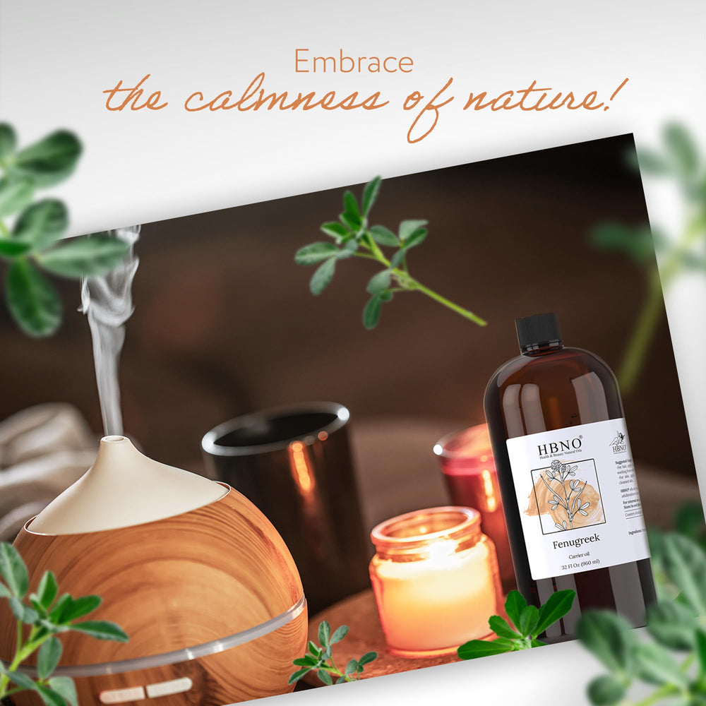 HBNO Fenugreek Oil bottled in USA, reflecting quality and cruelty-free production.