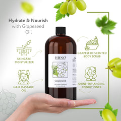 HBNO Grapeseed Oil cap closeup showing premium packaging protecting contents.