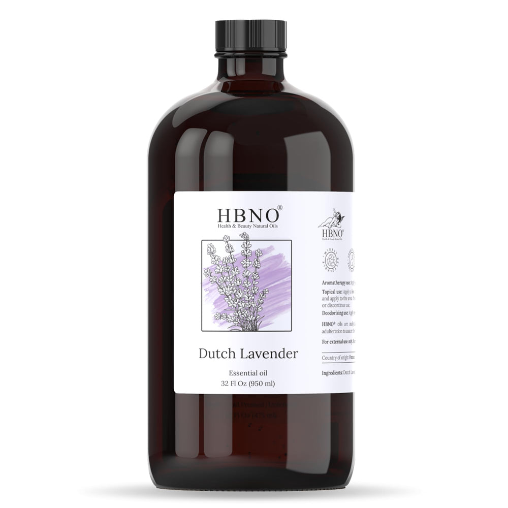 HBNO Lavender Dutch Oil bottle in glass preserves freshness for shampoos and skin care.