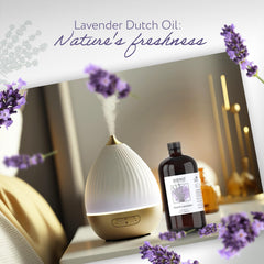 HBNO Lavender Dutch Oil label detail showing hexane-free and cruelty-free credentials.