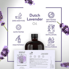 HBNO Lavender Dutch Oil packaging in USA facility emphasizes local production.