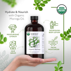 HBNO Moringa Oil dropper bottle enables precise application for at-home skincare