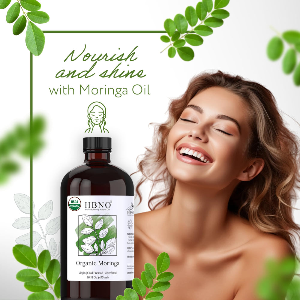 HBNO Moringa Oil suitable for skin care routines and aromatherapy blends