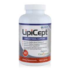HCP Formulas LipiCept bottle label featuring plant sterols for cholesterol balance