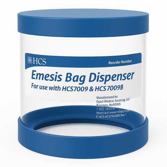 HCS Emesis Bags Dispenser wall-mounted with 24-bag capacity for clinics.