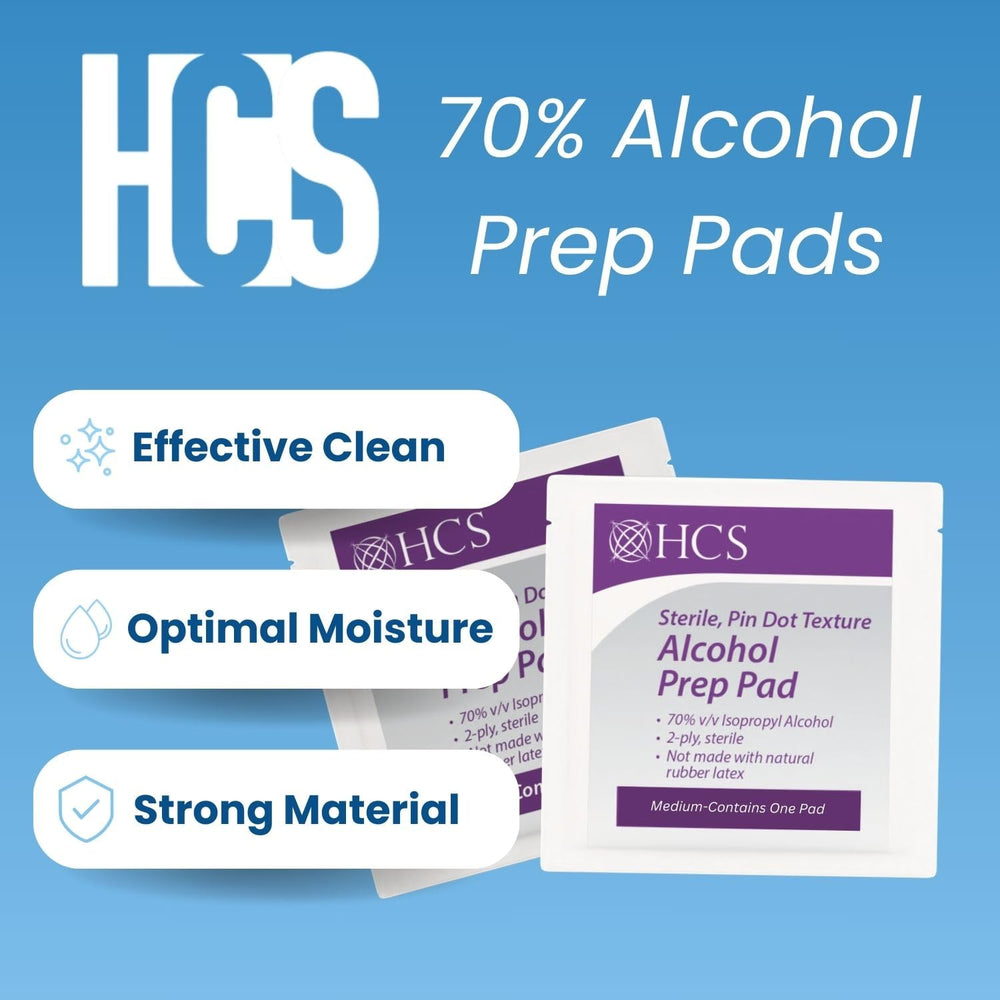 HCS pads saturated with 70% IPA for skin prep