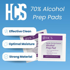 HCS pads saturated with 70% IPA for skin prep
