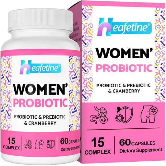 Heafetine Vaginal Probiotics bottle showing 300B CFU formula for vaginal and digestive balance