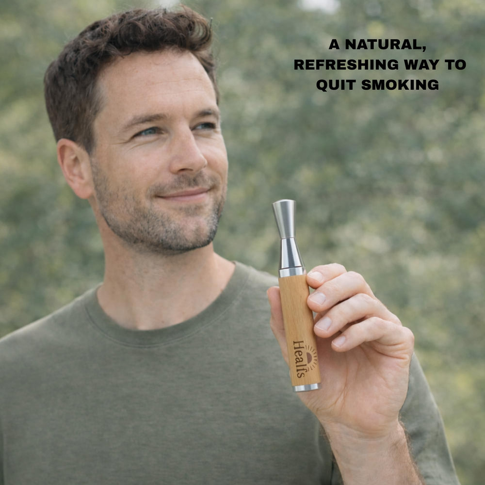 Healfs smokeless inhaler pocket size showing travel-friendly design.