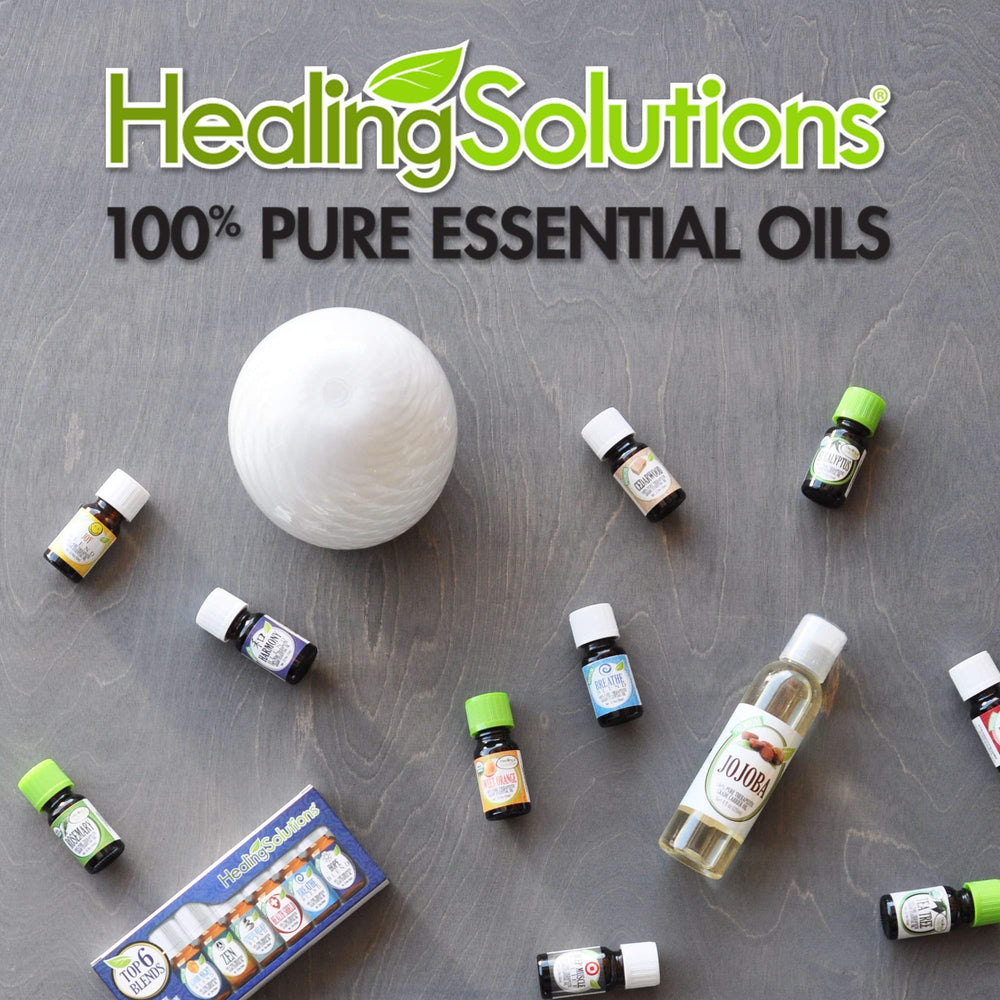 Healing Solutions cinnamon bark essential oil packaging label close-up.